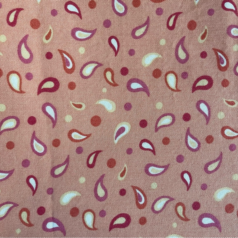 Vintage NOS Braemore Cotton Paisley Fabric Peach Red Cream Orange Mod 54" x 69"
